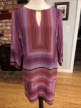 Trina Turk Purple and Orange Striped Shift Dress